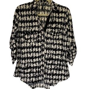 Venini Black & White Houndstooth Blouse Size Large